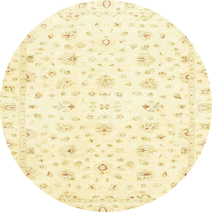 Round Abstract Brown Gold Oriental Rug, abs2973