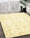 Abstract Brown Gold Oriental Rug in Family Room, abs2973