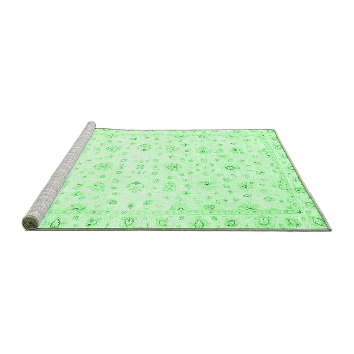Sideview of Machine Washable Oriental Emerald Green Traditional Area Rugs, wshabs2973emgrn