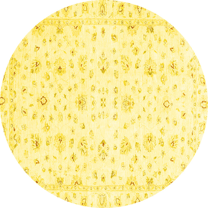 Round Oriental Yellow Traditional Rug, abs2973yw