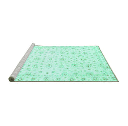 Sideview of Machine Washable Oriental Turquoise Traditional Area Rugs, wshabs2973turq