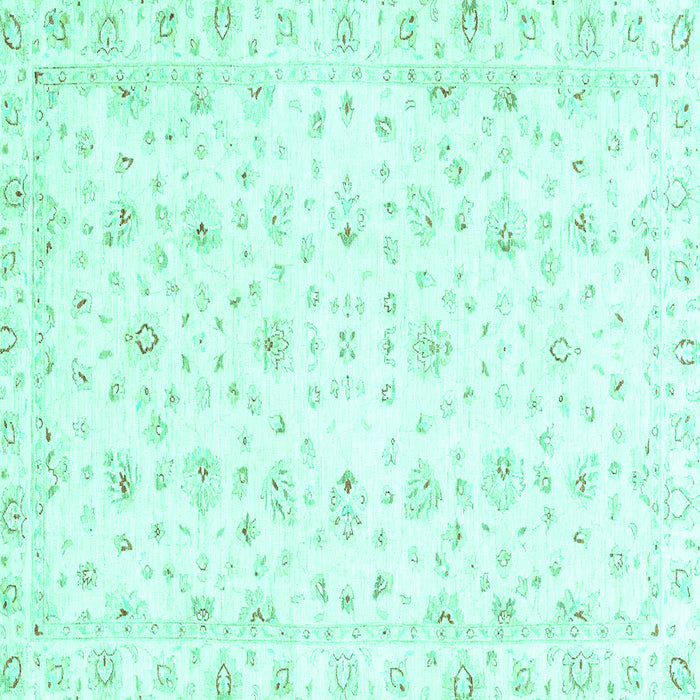 Square Machine Washable Oriental Turquoise Traditional Area Rugs, wshabs2973turq