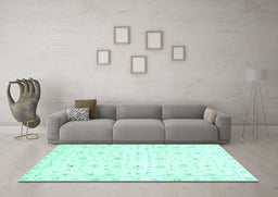 Machine Washable Oriental Turquoise Traditional Area Rugs in a Living Room,, wshabs2973turq