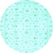 Round Oriental Light Blue Traditional Rug, abs2973lblu