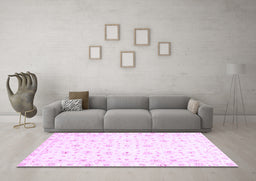 Machine Washable Oriental Purple Traditional Area Rugs in a Living Room, wshabs2973pur