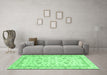 Machine Washable Abstract Emerald Green Modern Area Rugs in a Living Room,, wshabs2974emgrn