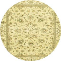 Round Abstract Gold Modern Rug, abs2974