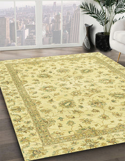 Abstract Gold Modern Rug in Family Room, abs2974