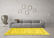 Machine Washable Abstract Yellow Modern Rug in a Living Room, wshabs2974yw