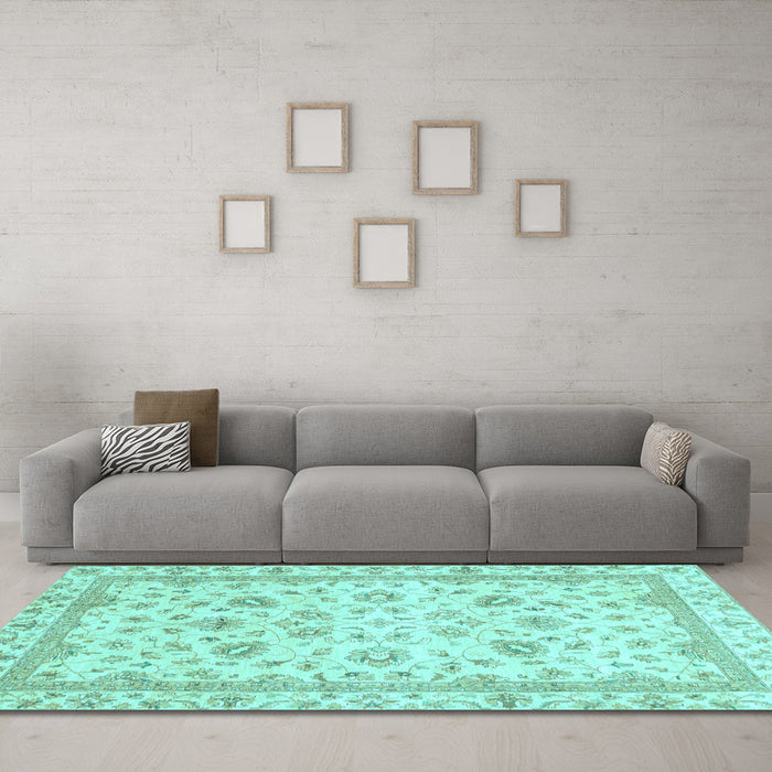 Machine Washable Abstract Light Blue Modern Rug in a Living Room, wshabs2974lblu