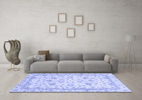 Machine Washable Abstract Blue Modern Rug, wshabs2974blu