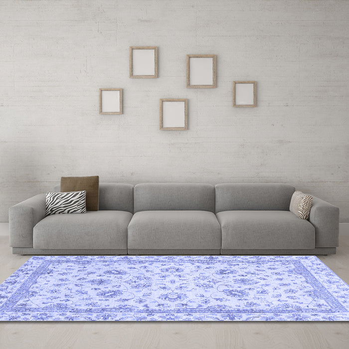 Machine Washable Abstract Blue Modern Rug in a Living Room, wshabs2974blu