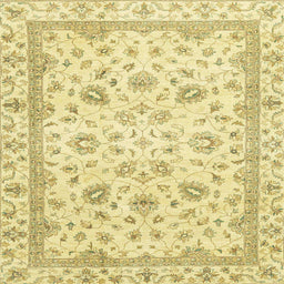 Square Machine Washable Abstract Gold Rug, wshabs2974