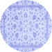 Round Abstract Blue Modern Rug, abs2974blu