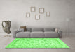 Machine Washable Abstract Green Modern Area Rugs in a Living Room,, wshabs2974grn