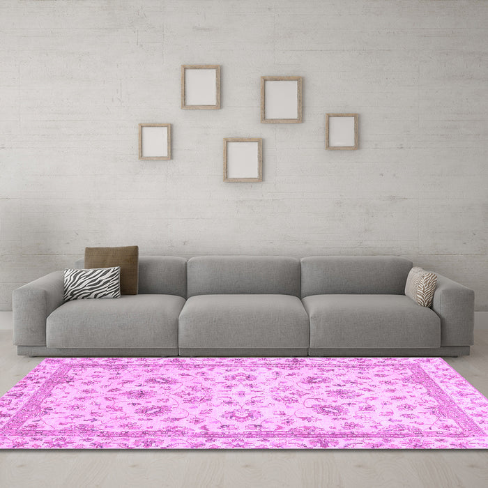 Machine Washable Abstract Purple Modern Area Rugs in a Living Room, wshabs2974pur