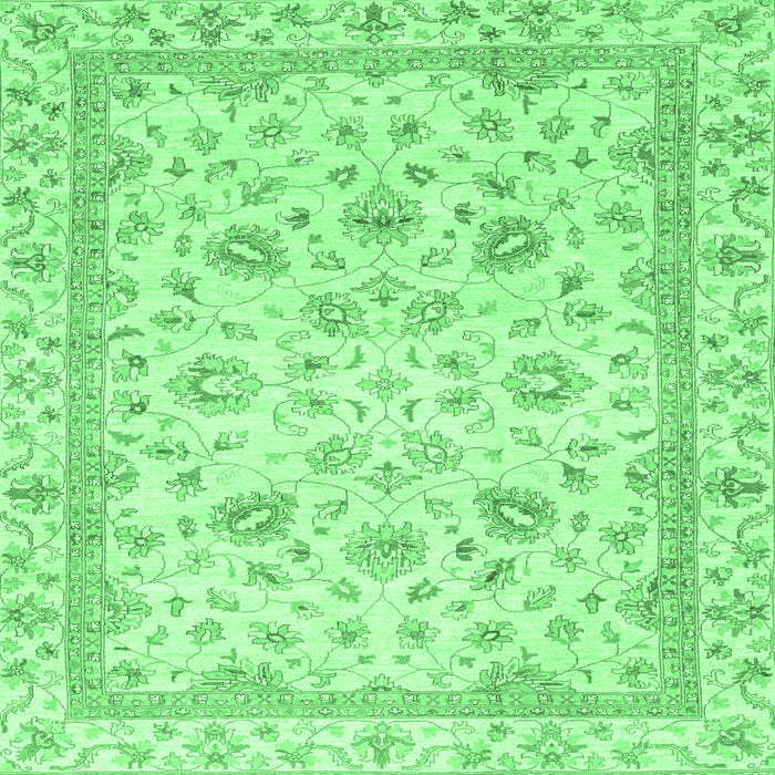 Square Abstract Emerald Green Modern Rug, abs2974emgrn