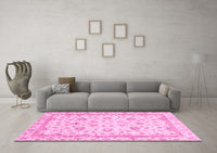 Machine Washable Abstract Pink Modern Rug, wshabs2974pnk