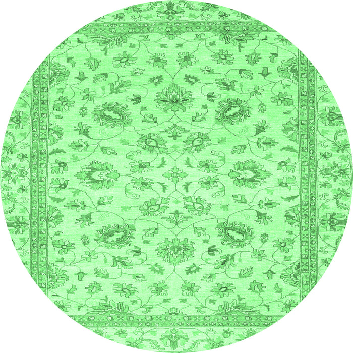 Round Abstract Emerald Green Modern Rug, abs2974emgrn