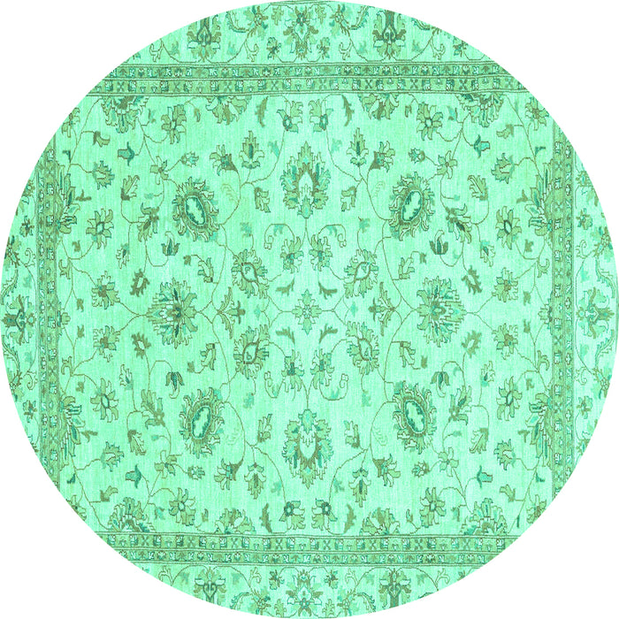 Round Machine Washable Abstract Turquoise Modern Area Rugs, wshabs2974turq