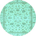 Round Machine Washable Abstract Light Blue Modern Rug, wshabs2974lblu