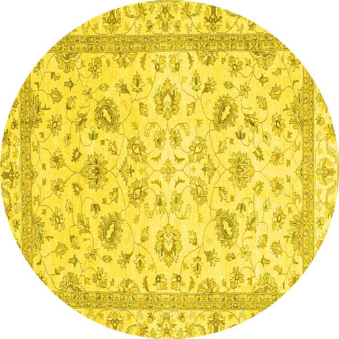 Round Machine Washable Abstract Yellow Modern Rug, wshabs2974yw