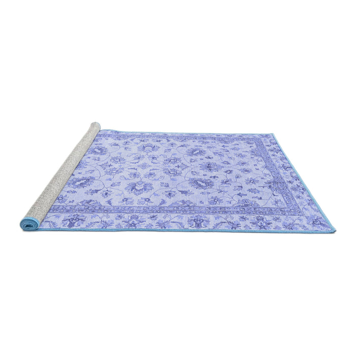 Sideview of Machine Washable Abstract Blue Modern Rug, wshabs2974blu