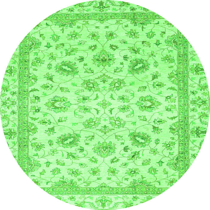 Round Abstract Green Modern Rug, abs2974grn
