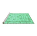 Sideview of Machine Washable Abstract Turquoise Modern Area Rugs, wshabs2974turq