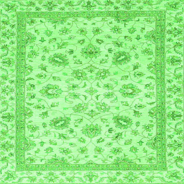 Square Machine Washable Abstract Green Modern Area Rugs, wshabs2974grn