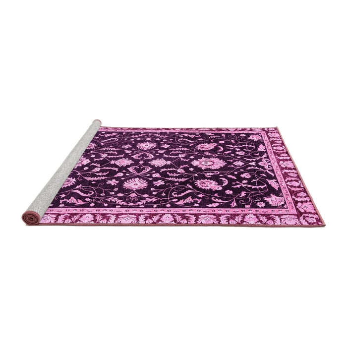 Sideview of Machine Washable Oriental Pink Traditional Rug, wshabs2975pnk