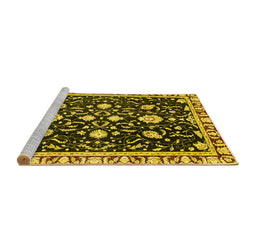 Sideview of Machine Washable Oriental Yellow Traditional Rug, wshabs2975yw