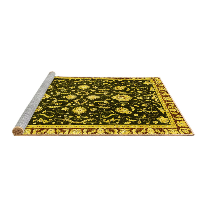 Sideview of Machine Washable Oriental Yellow Traditional Rug, wshabs2975yw