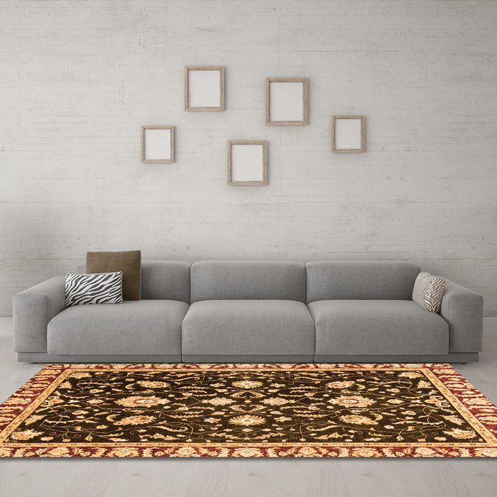 Machine Washable Oriental Orange Traditional Area Rugs in a Living Room, wshabs2975org