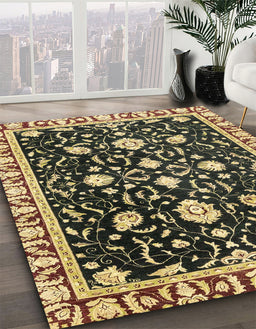 Machine Washable Abstract Milk Chocolate Brown Rug in a Family Room, wshabs2975