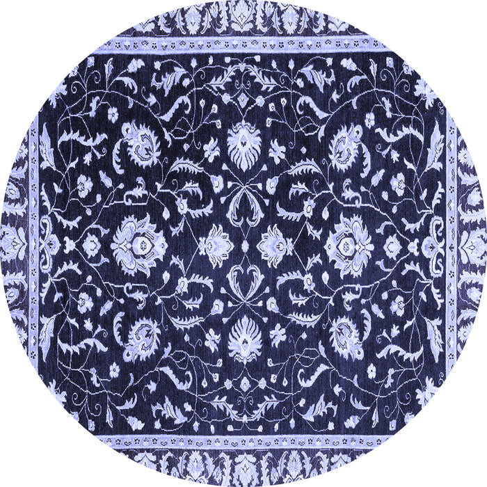 Round Machine Washable Oriental Blue Traditional Rug, wshabs2975blu
