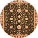 Round Oriental Orange Traditional Rug, abs2975org