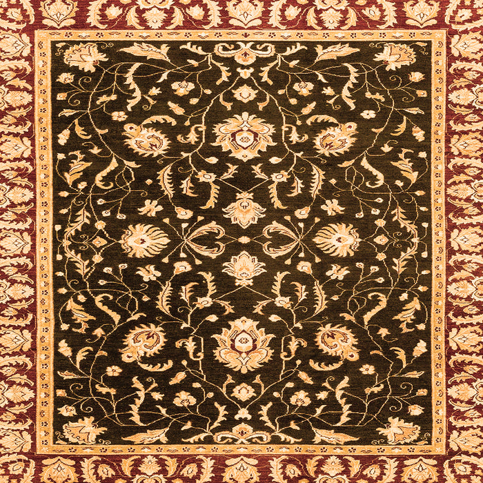 Square Oriental Orange Traditional Rug, abs2975org
