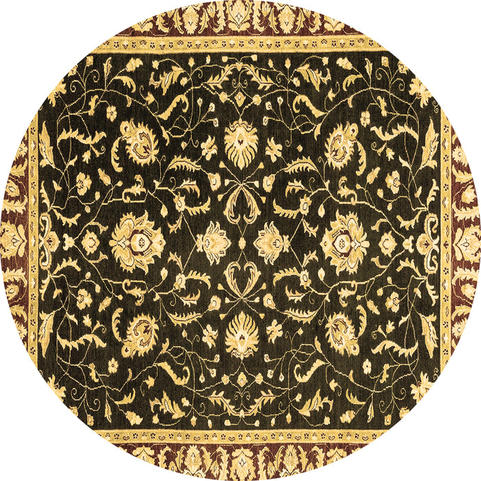 Round Oriental Brown Traditional Rug, abs2975brn