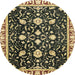 Round Abstract Chocolate Brown Oriental Rug, abs2975