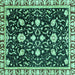 Square Oriental Turquoise Traditional Rug, abs2975turq