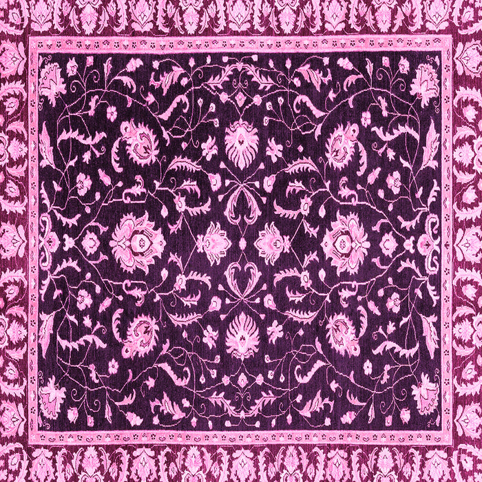 Square Machine Washable Oriental Pink Traditional Rug, wshabs2975pnk