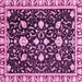 Square Machine Washable Oriental Pink Traditional Rug, wshabs2975pnk