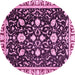 Round Oriental Pink Traditional Rug, abs2975pnk