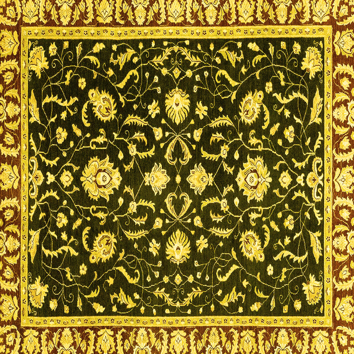 Square Machine Washable Oriental Yellow Traditional Rug, wshabs2975yw