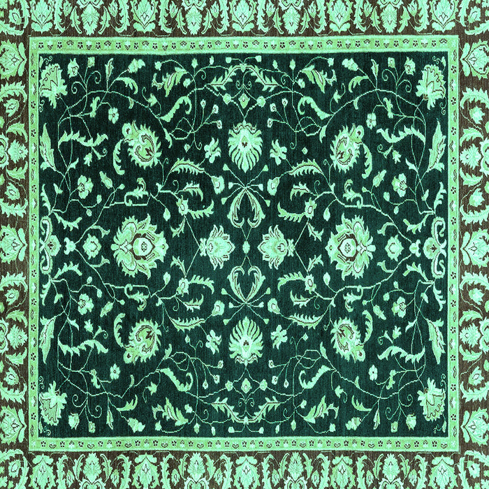 Square Machine Washable Oriental Turquoise Traditional Area Rugs, wshabs2975turq