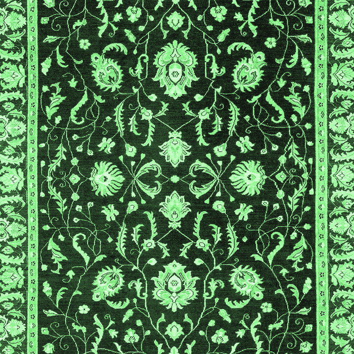 Machine Washable Oriental Emerald Green Traditional Area Rugs, wshabs2975emgrn