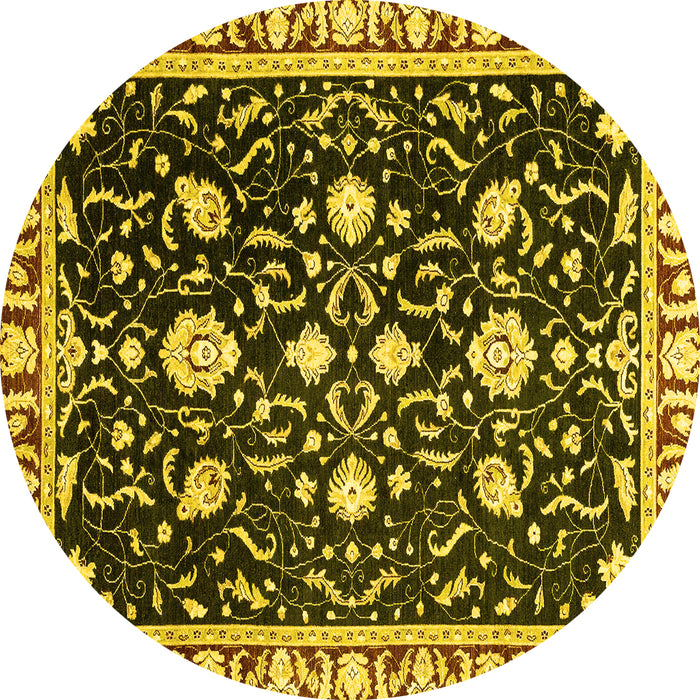 Round Oriental Yellow Traditional Rug, abs2975yw