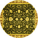 Round Oriental Yellow Traditional Rug, abs2975yw