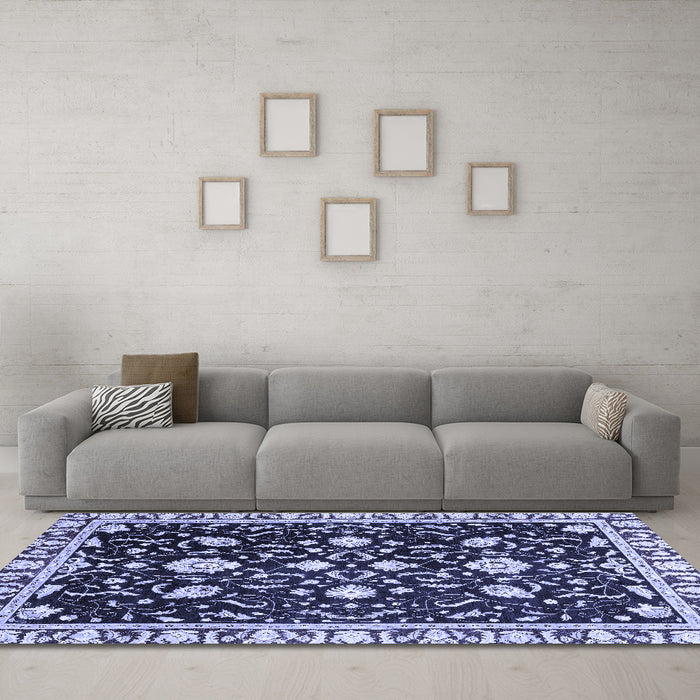 Machine Washable Oriental Blue Traditional Rug in a Living Room, wshabs2975blu